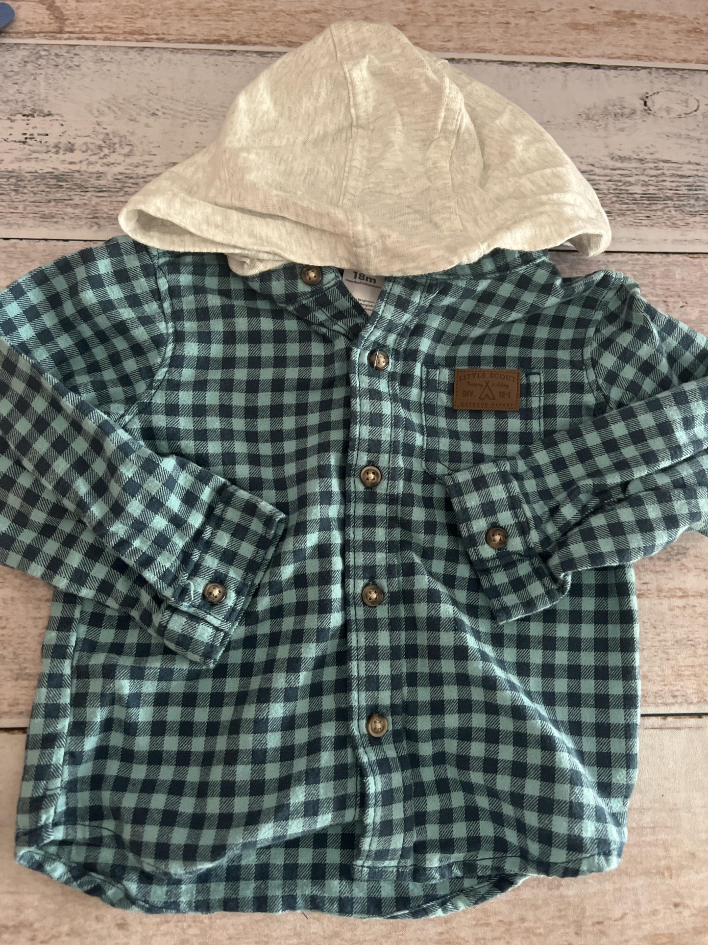 Carters Boys Teal | Blue | plaid Button Down Short Sleeve Size: 18 months Teal | Blue | plaid