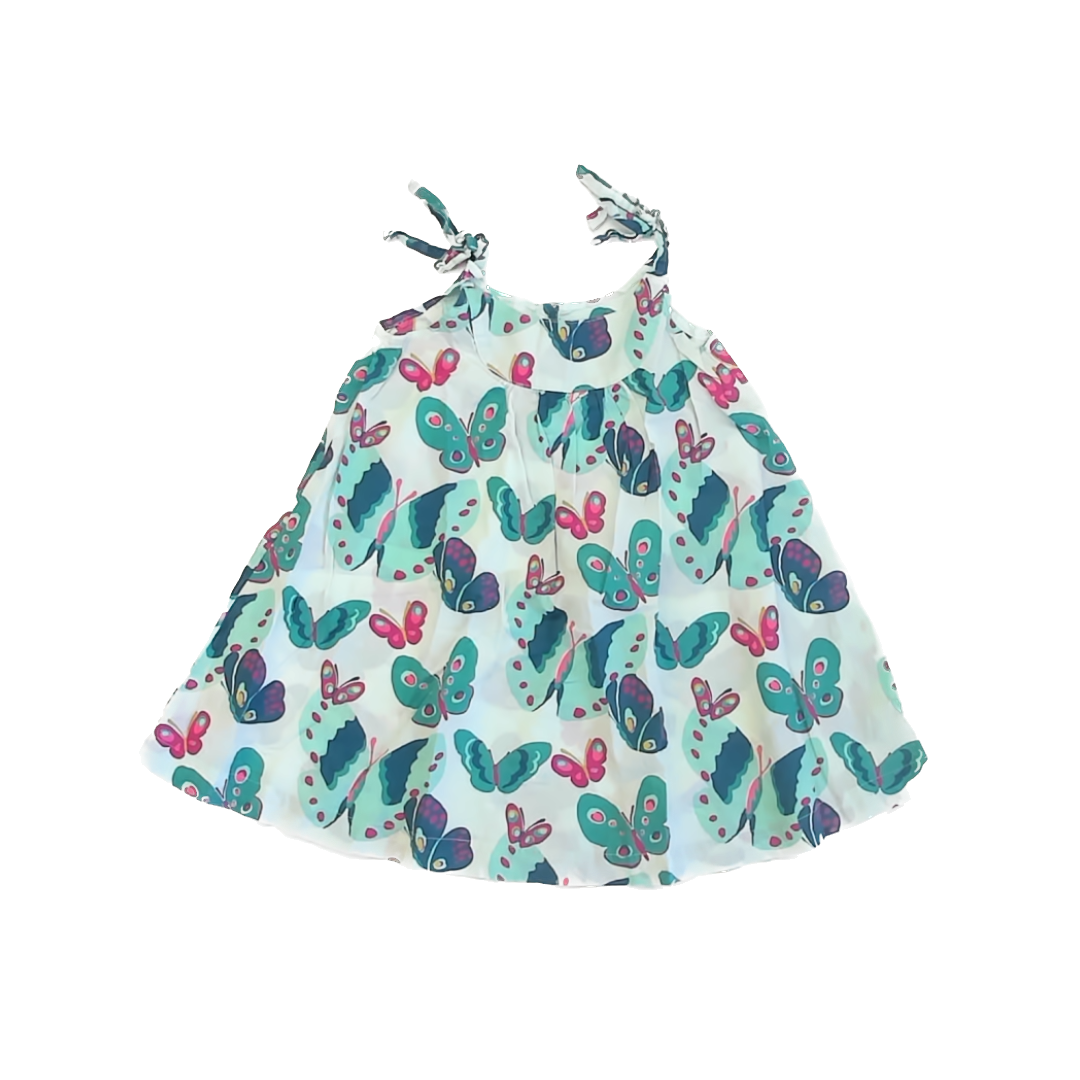 Janie and Jack Girls Teal Butterflies Dress Size: 3T Teal Butterflies