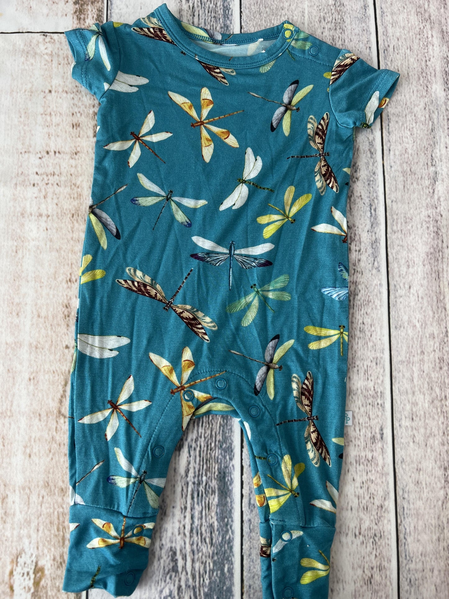 Posh Peanut Girls Teal | Butterfly Romper Size: 0-3 months Teal | Butterfly