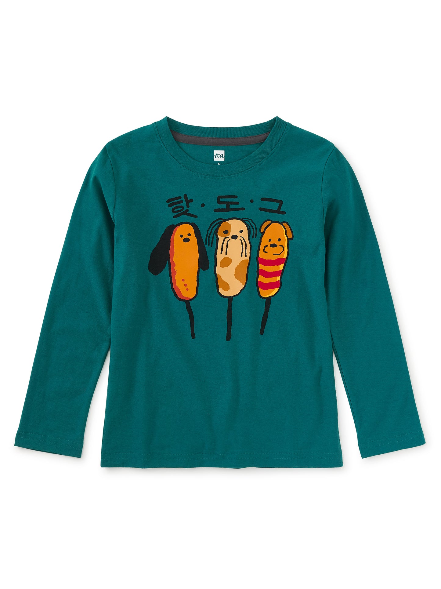 Tea Collection Boys Teal Corn Dog Long Sleeve T-Shirt Size: 5T Teal Corn Dog