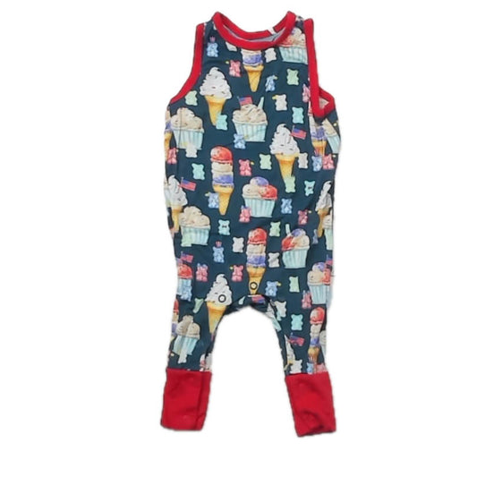 Posh Peanut Boys Teal Cupcakes 1-piece Non-footed Pajamas Size: 0-3 Months Teal Cupcakes