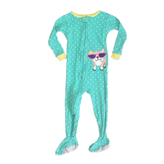 Carter''s Girls Teal Dog 1-piece footed Pajamas Size: 24 Months Teal Dog