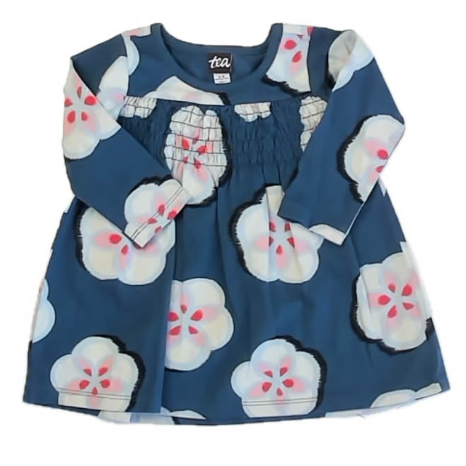 Tea Collection Girls Teal Floral Dress Size: 6-9 Months Teal Floral