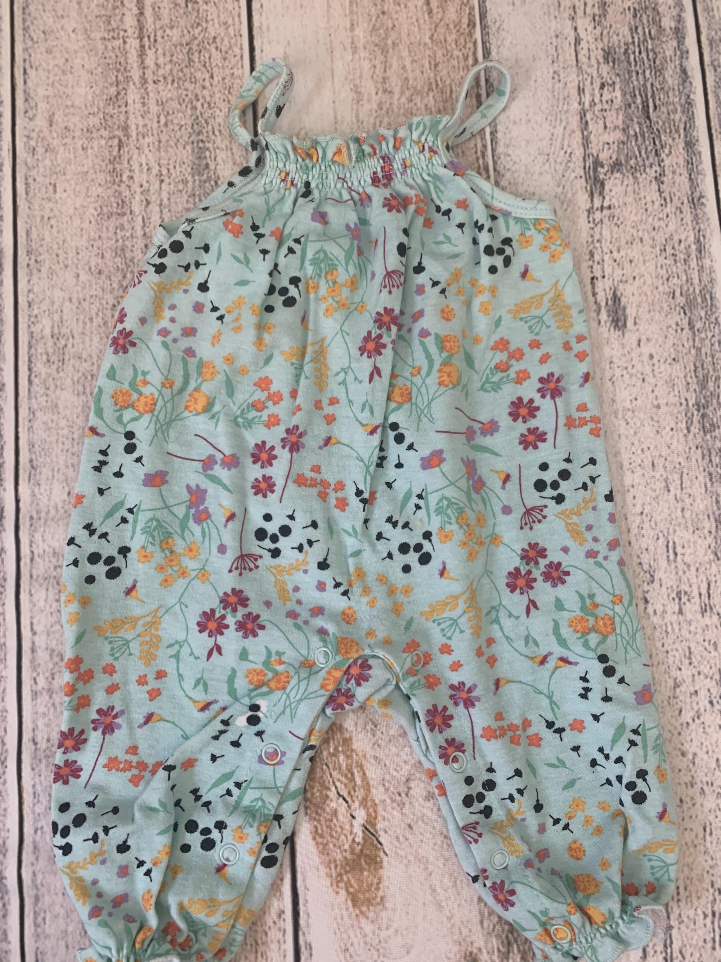 Laura Ashley Girls Teal | Flowers Romper Size: 6-9 months Teal | Flowers