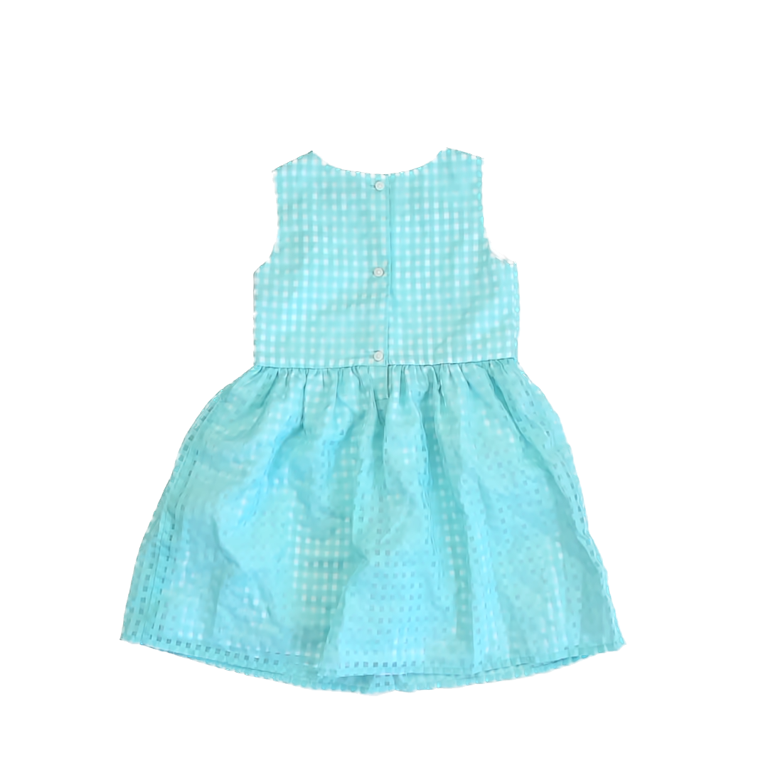 Children's Place Girls Teal Gingham Special Occasion Dress Size: 5T Teal Gingham