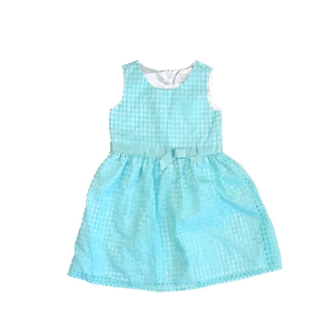 Children's Place Girls Teal Gingham Special Occasion Dress Size: 5T Teal Gingham