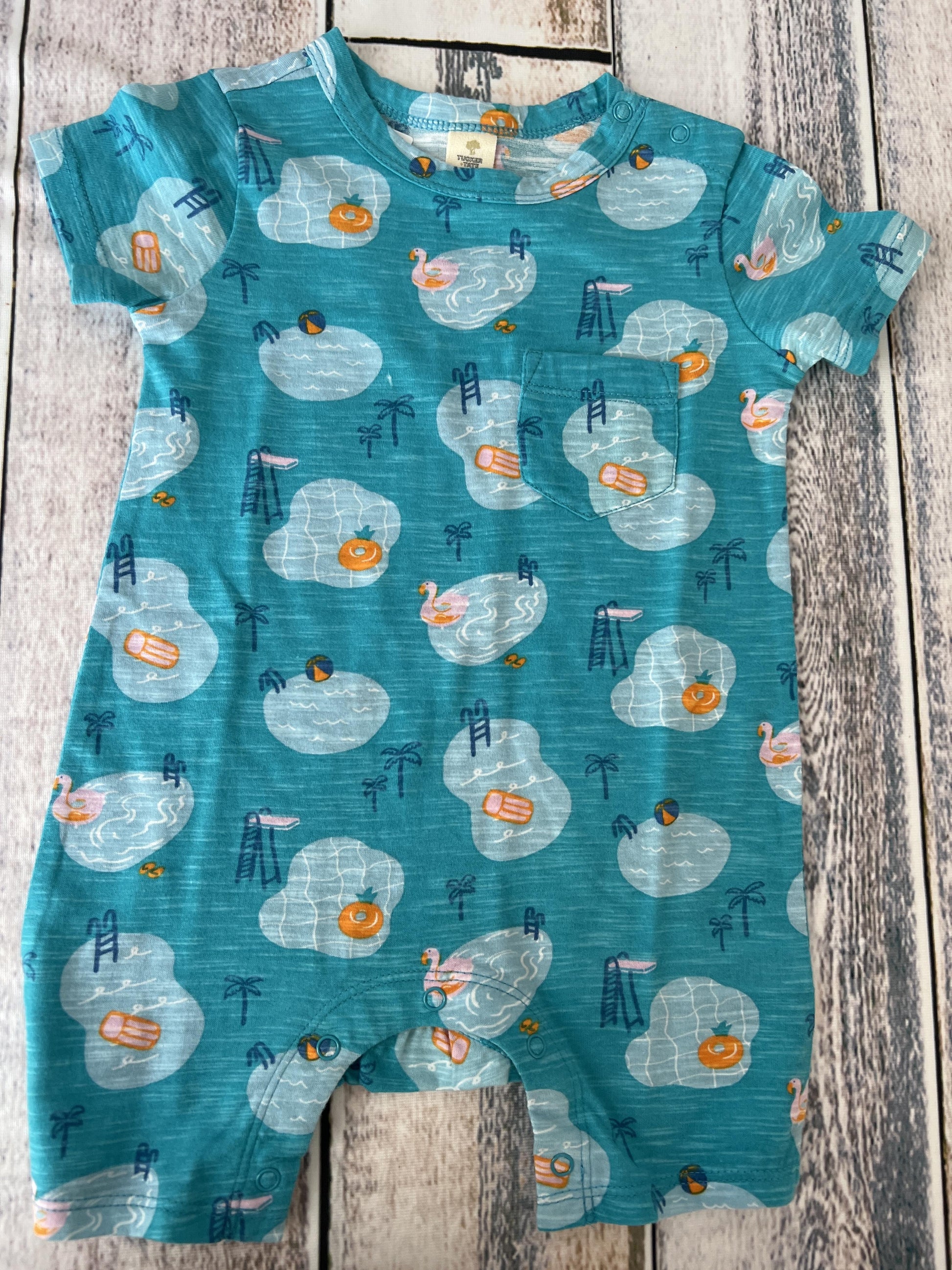 Tucker + Tate Boys Teal | Graphic Romper Size: 9 months Teal | Graphic