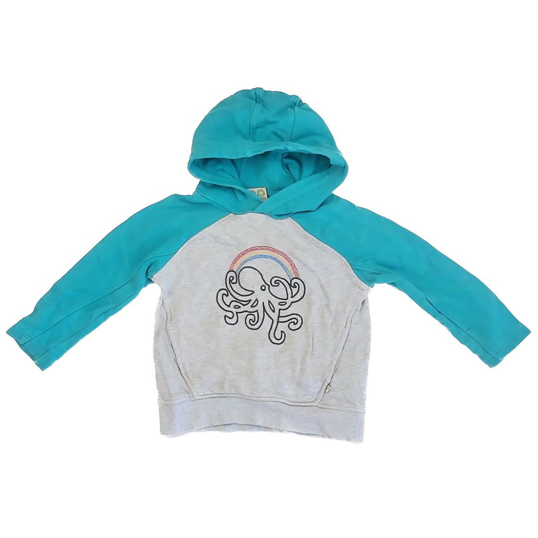 Frugi Unisex Teal | Grey Hoodie Size: 3-4T Teal | Grey