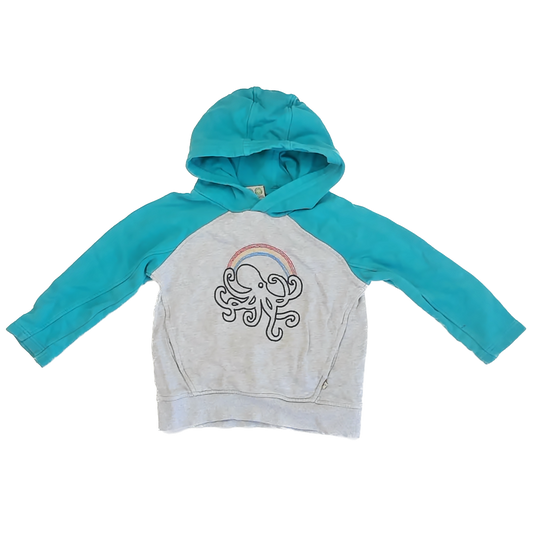 Frugi Unisex Teal | Grey Hoodie Size: 3-4T Teal | Grey