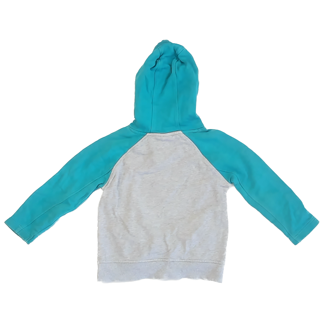Frugi Unisex Teal | Grey Hoodie Size: 3-4T Teal | Grey