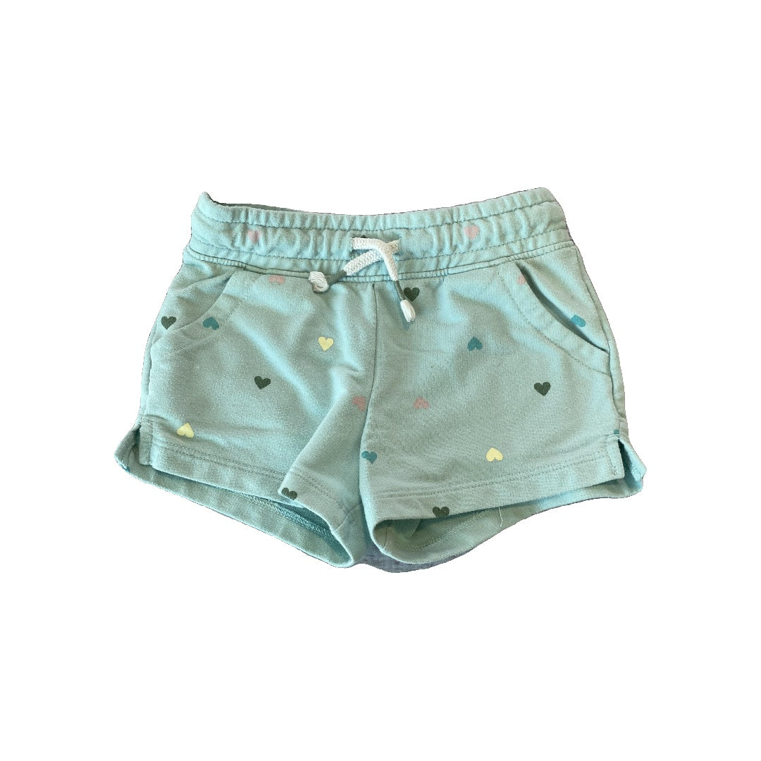 Cat & Jack Girls Teal | Hearts Shorts Size: 5 Teal | Hearts