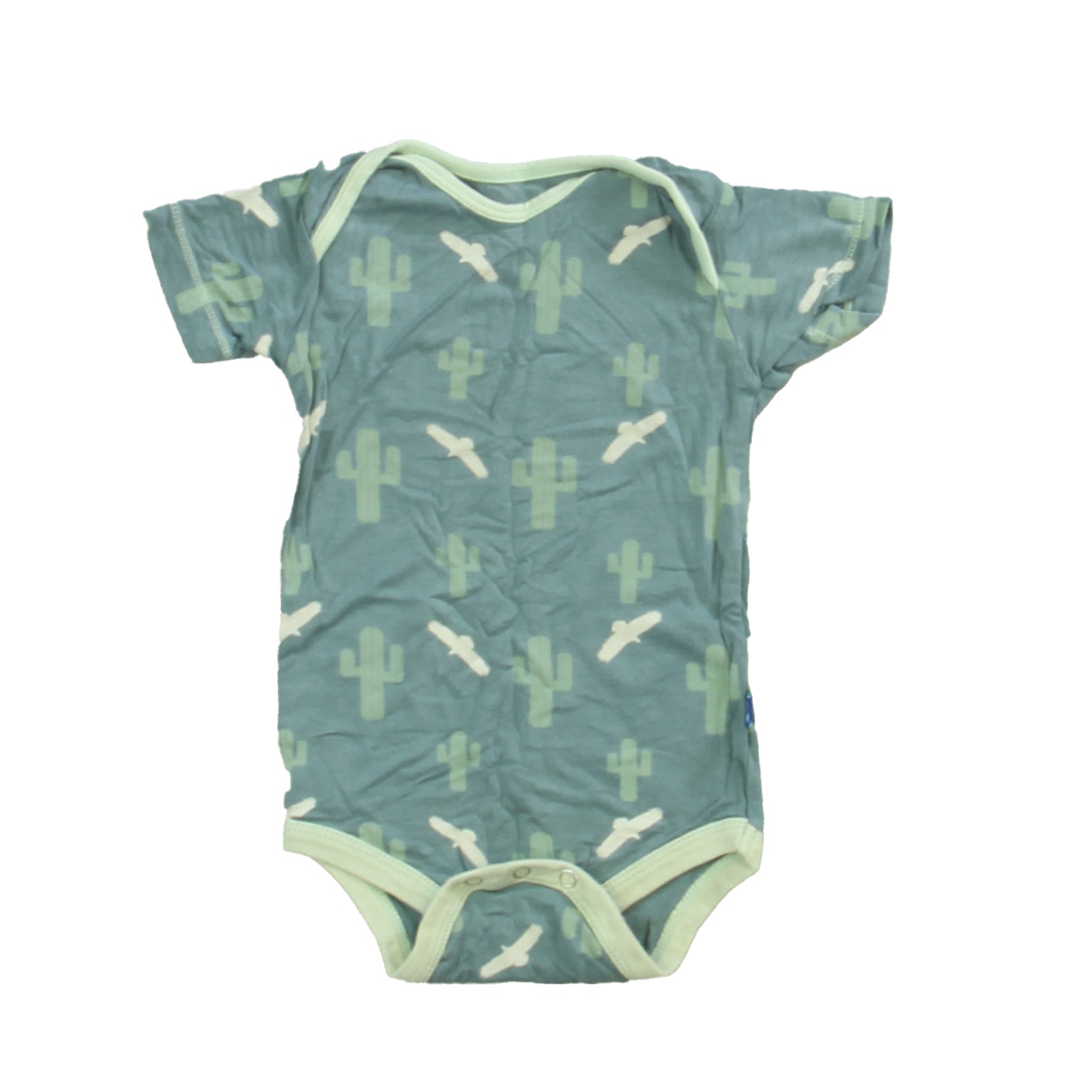Kickee Pants Boys Teal | Ivory Birds Onesie Size: 3-6 Months Teal | Ivory Birds