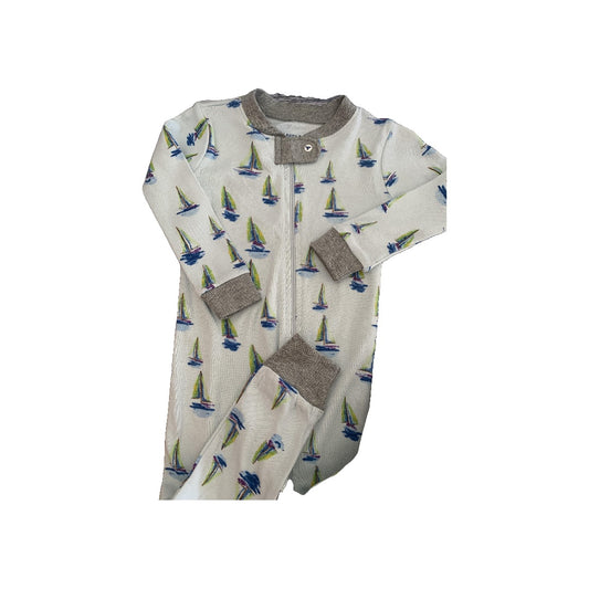 Burt's Bees Boys Teal | Mint | Boats Pajamas Size: 12M Teal | Mint | Boats