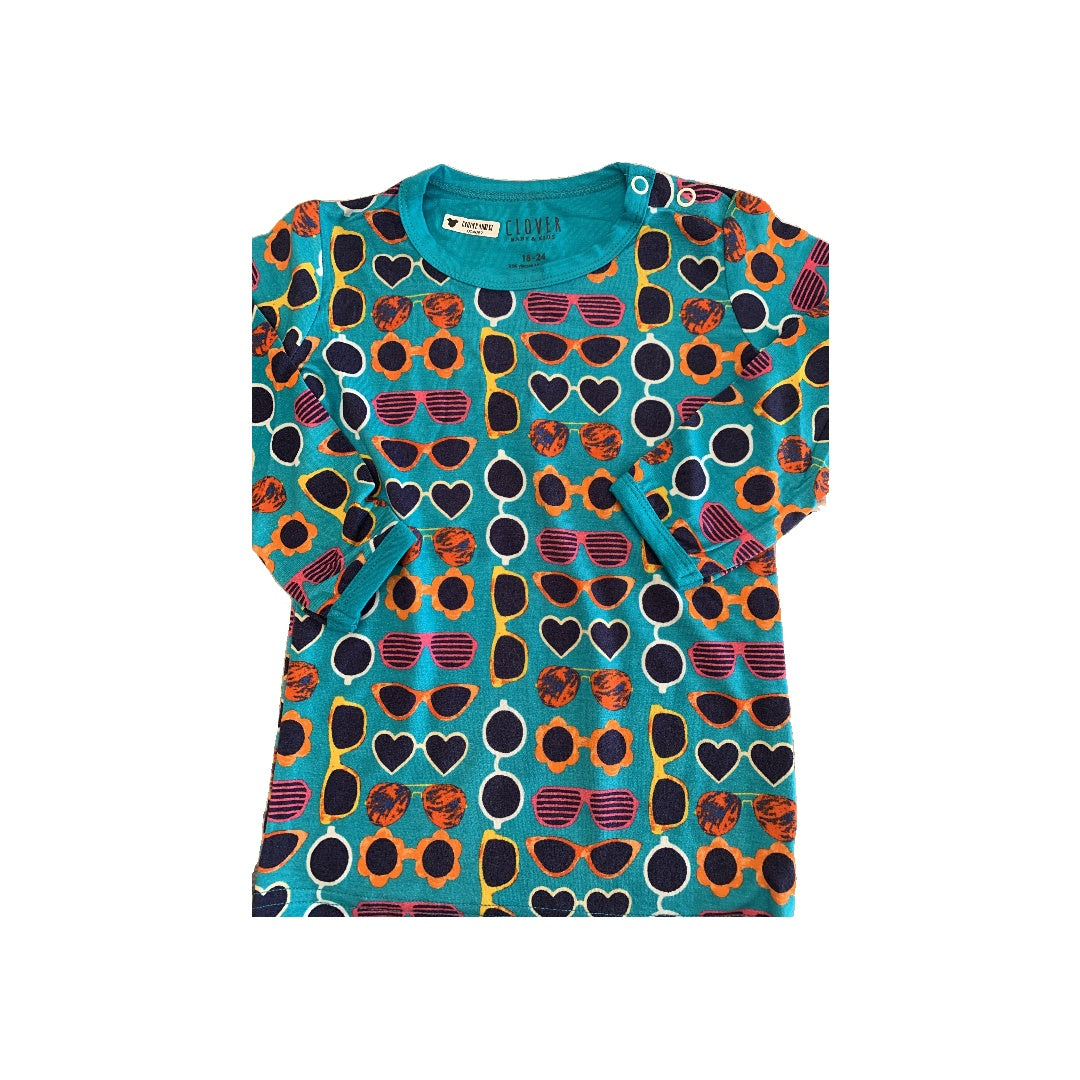 Clover Baby & Kids Girls Teal | Pattern Pajamas Size: 18-24 months Teal | Pattern