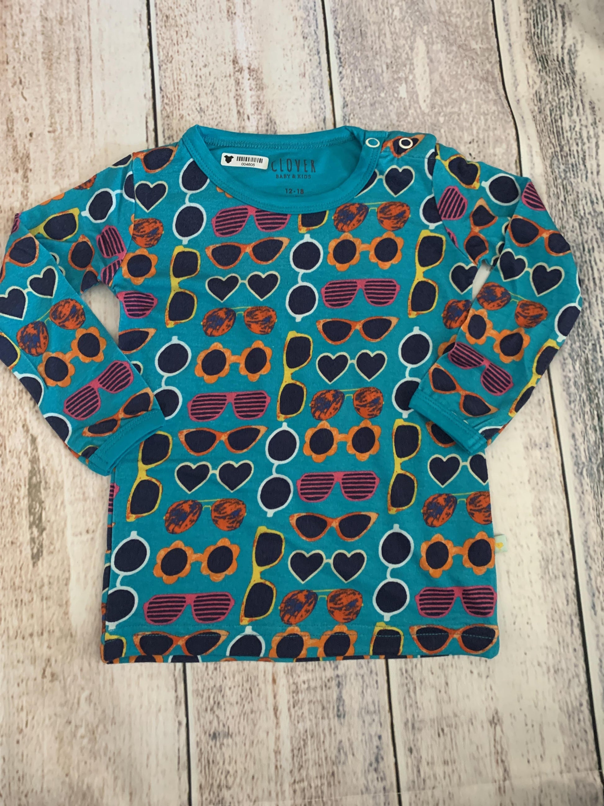 Clover Baby & Kids Unisex Teal | Pattern Pajamas Size: 12-18 months Teal | Pattern