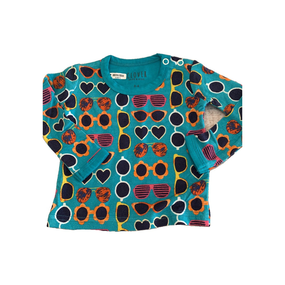 Clover Baby & Kids Girls Teal | Pattern Pajamas Size: 3-6 months Teal | Pattern