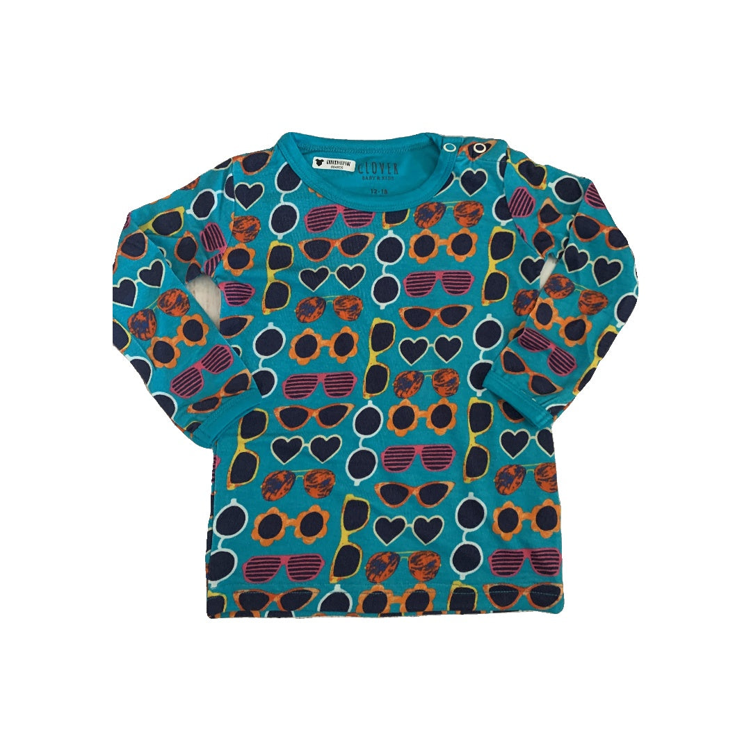 Clover Baby & Kids Unisex Teal | Pattern Pajamas Size: 12-18 months Teal | Pattern