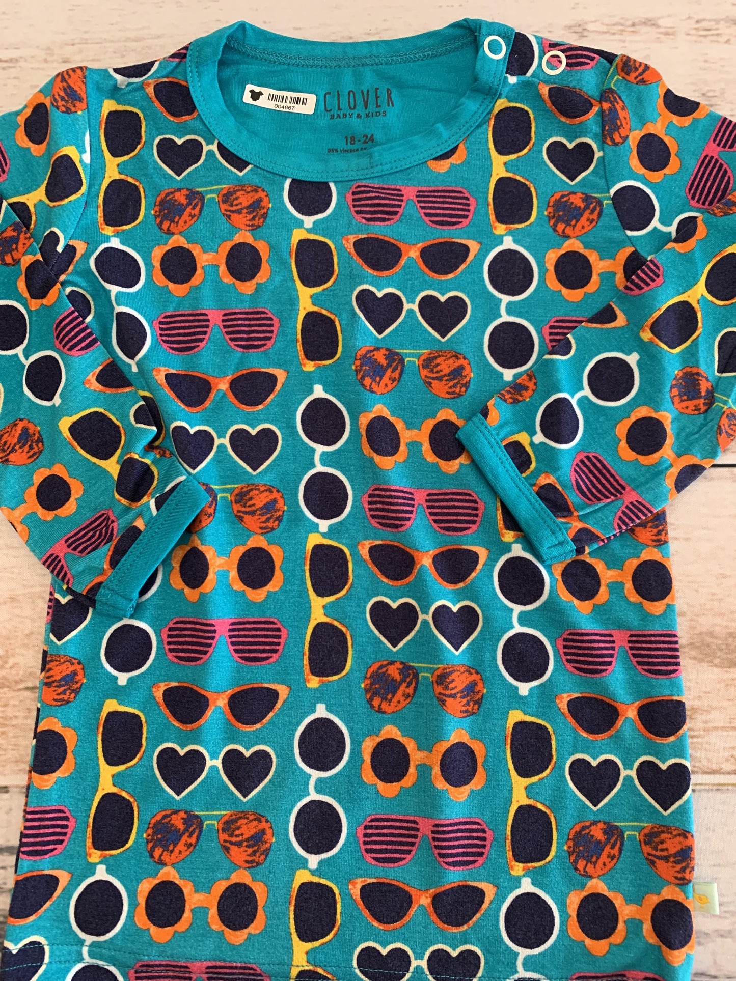 Clover Baby & Kids Girls Teal | Pattern Pajamas Size: 18-24 months Teal | Pattern