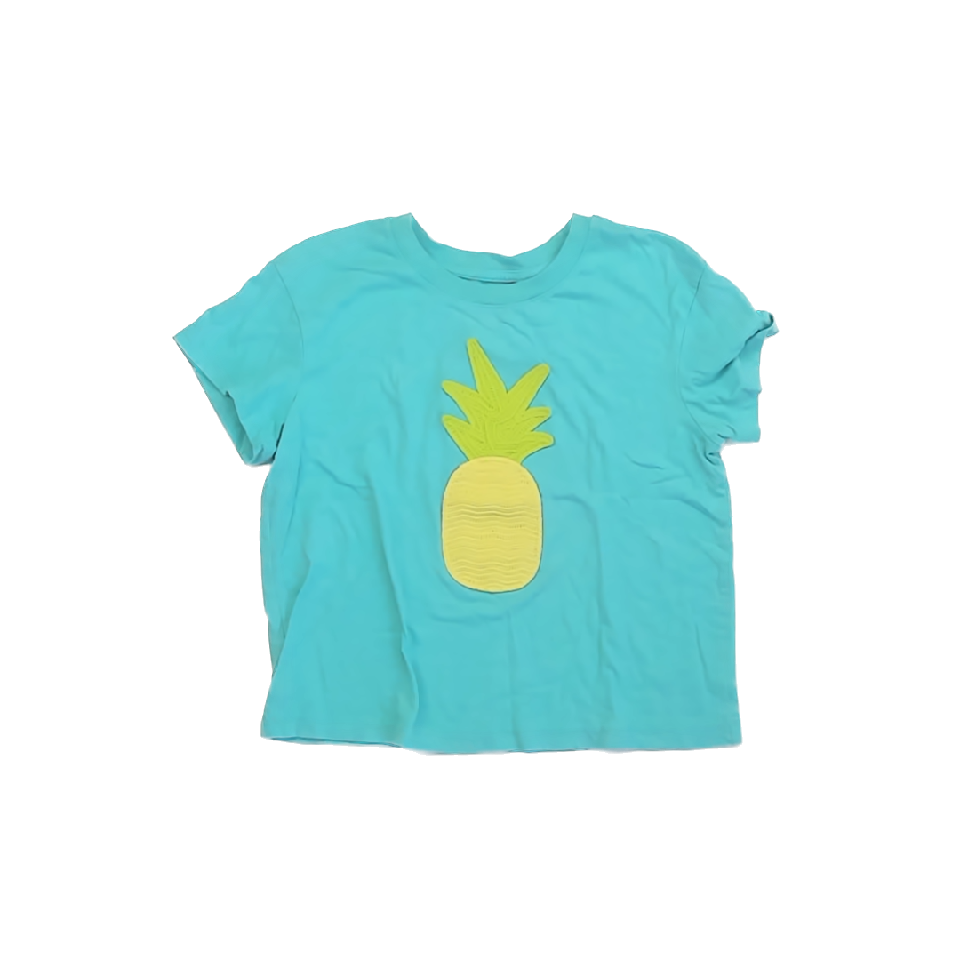 Cat & Jack Girls Teal Pineapple T-Shirt Size: 14 Years Teal Pineapple