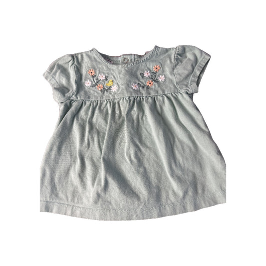 Girls Teal | Pink floral Short Sleeve Shirt Size: 12-18 months Teal | Pink floral