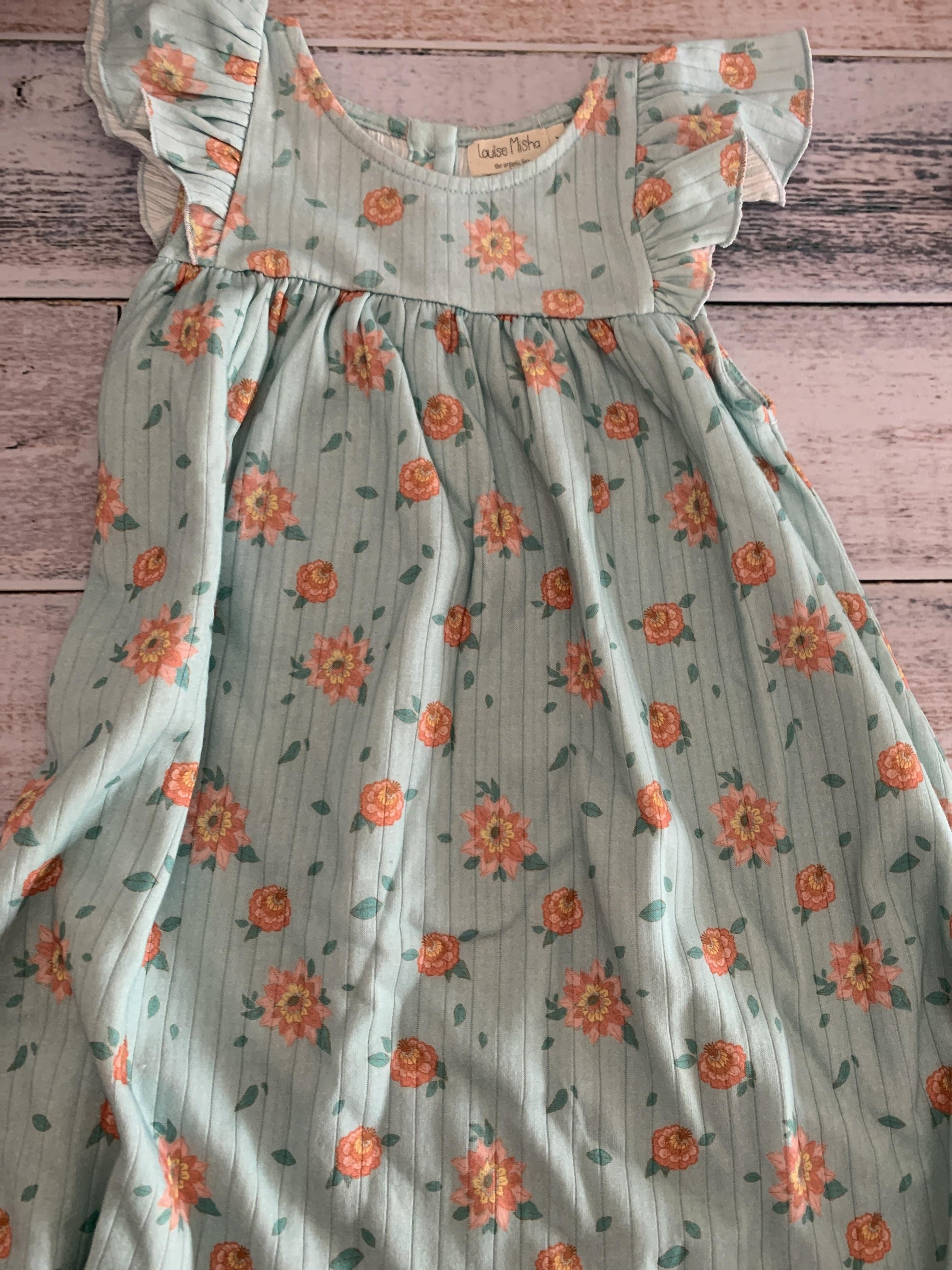 Louise Misha Girls Teal | Pink floral Dress Size: 3T Teal | Pink floral