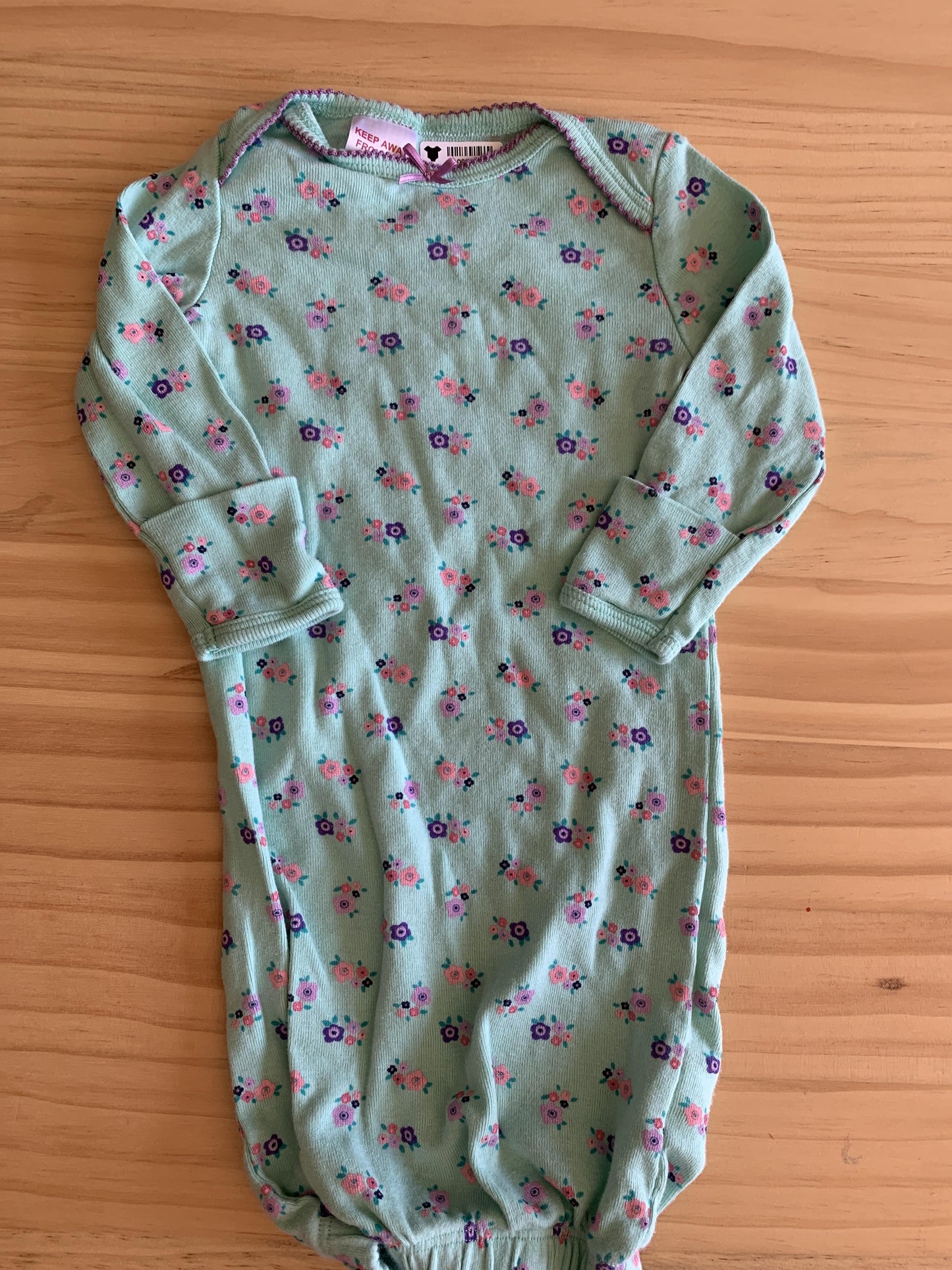 Girls Teal | Pink floral Sleepsack Size: Newborn Teal | Pink floral