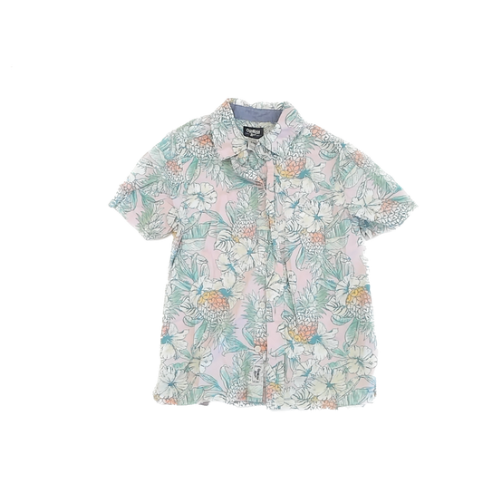 Osh Kosh Girls Teal | Pink Button Down Short Sleeve Size: 8 Years Teal | Pink