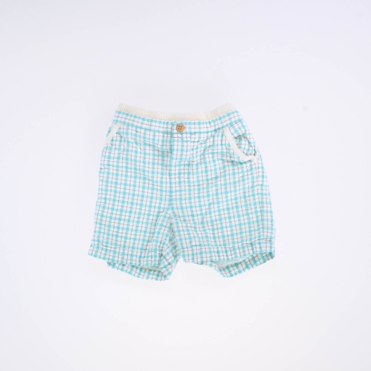 Janie and Jack Boys Teal | Plaid Shorts Size: 3-6 Months Teal | Plaid