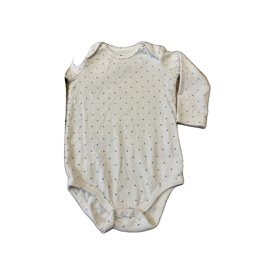 Primary Unisex Teal | polka dot Onesie Size: 6-9 months Teal | polka dot