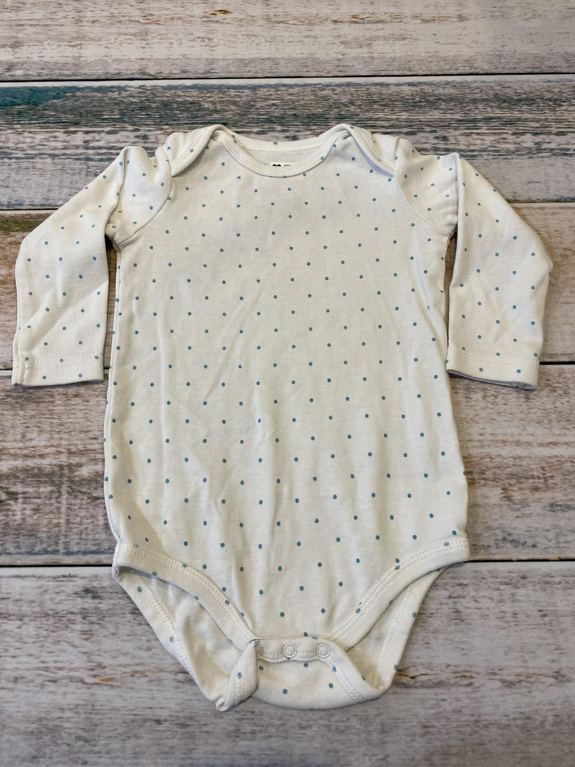 Primary Unisex Teal | polka dot Onesie Size: 6-9 months Teal | polka dot