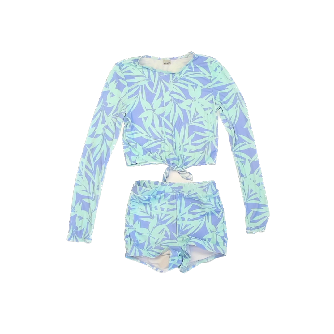 Old Navy Girls Teal | Purple 2-piece Swimsuit Size: 8 Years Teal | Purple