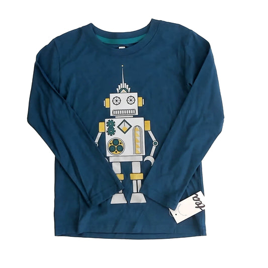 Tea Collection Boys Teal Robot Long Sleeve T-Shirt Size: 5T Teal Robot