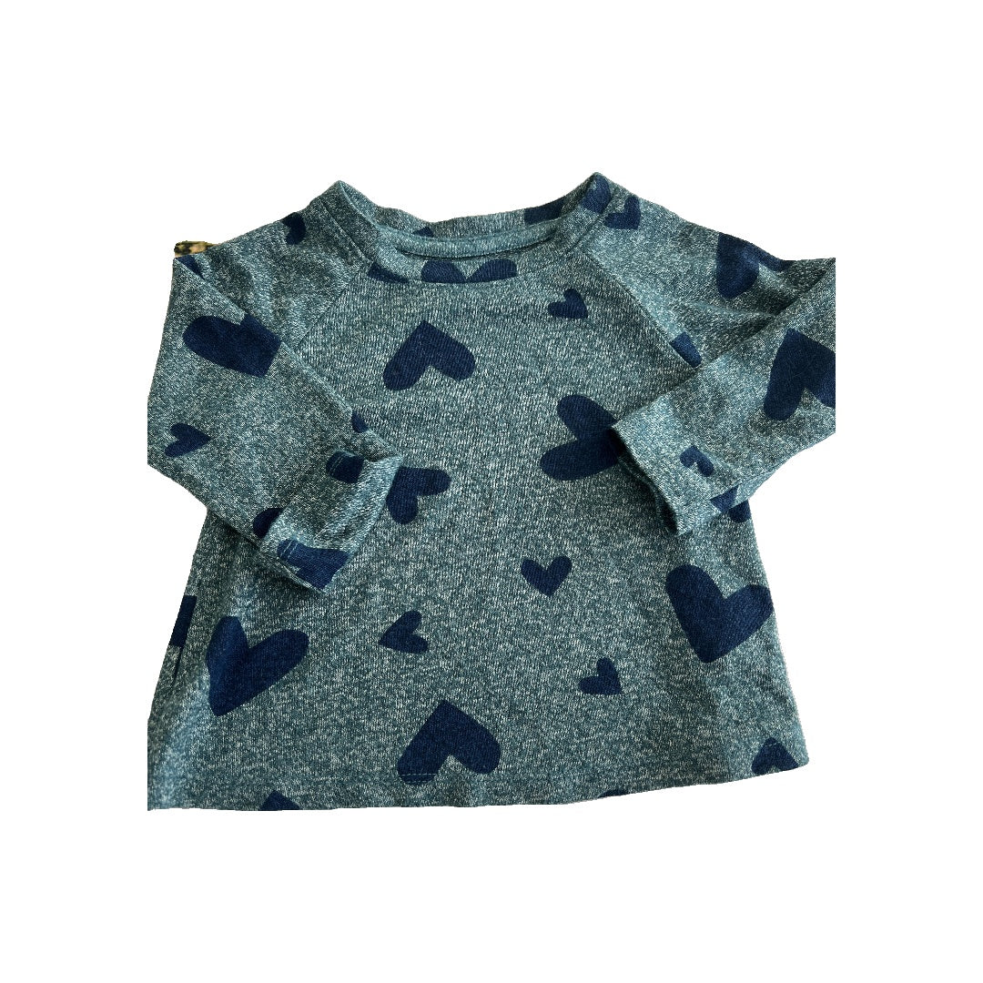 Unisex Teal | Royal Blue | Hearts Long Sleeve Shirt Size: 12 months Teal | Royal Blue | Hearts