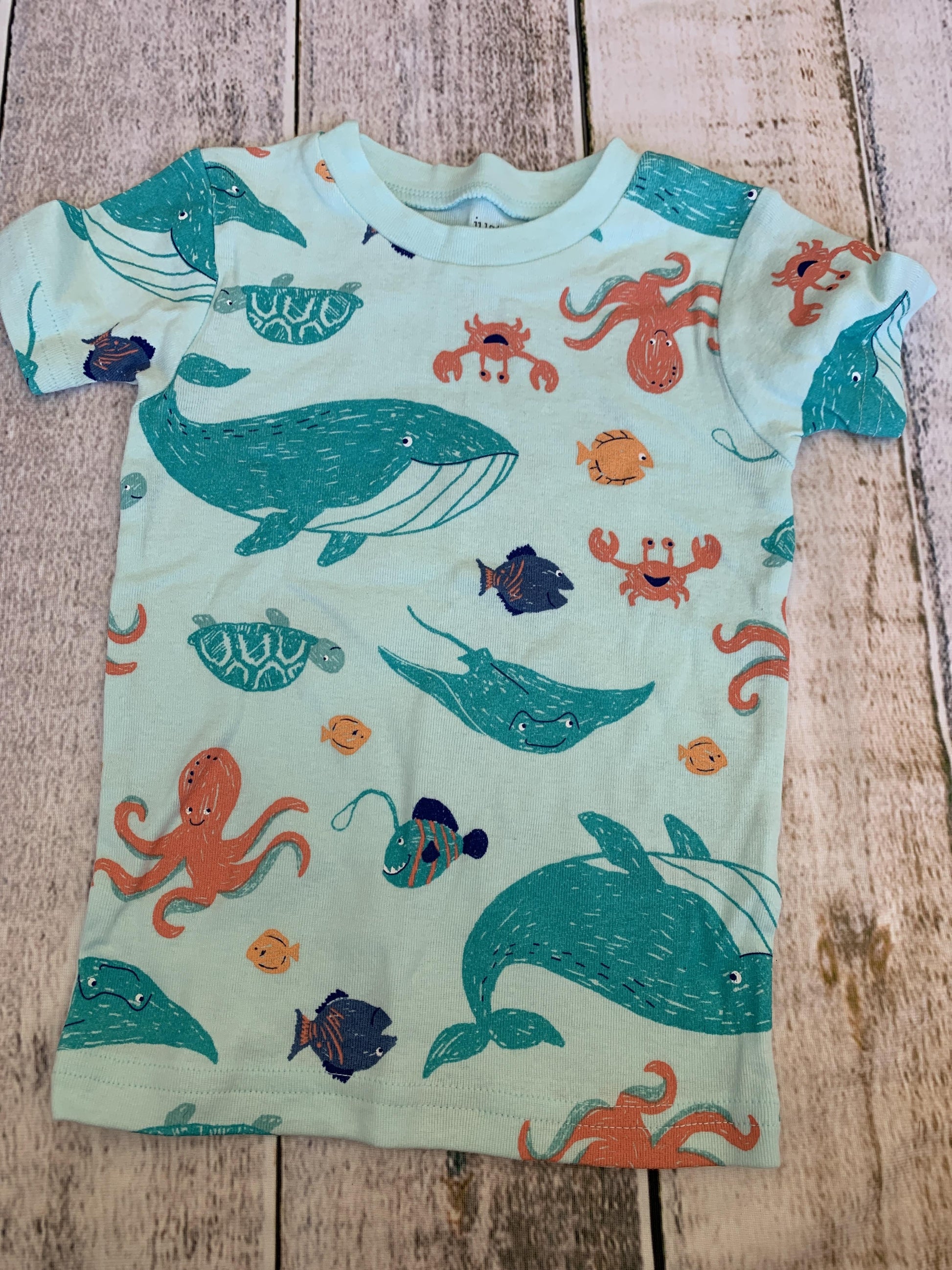 Just Born Boys Teal | Sea Animals Pajamas Size: 2T Teal | Sea Animals