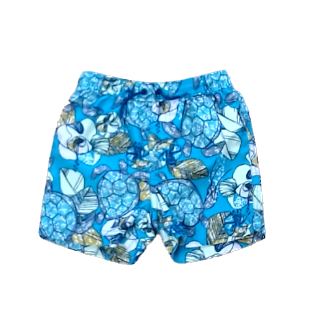 Tea Collection Boys Teal | Sea Turtles + Flowers Trunks Size: 4T Teal | Sea Turtles + Flowers