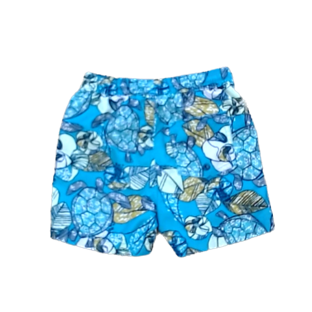 Tea Collection Boys Teal | Sea Turtles + Flowers Trunks Size: 4T Teal | Sea Turtles + Flowers