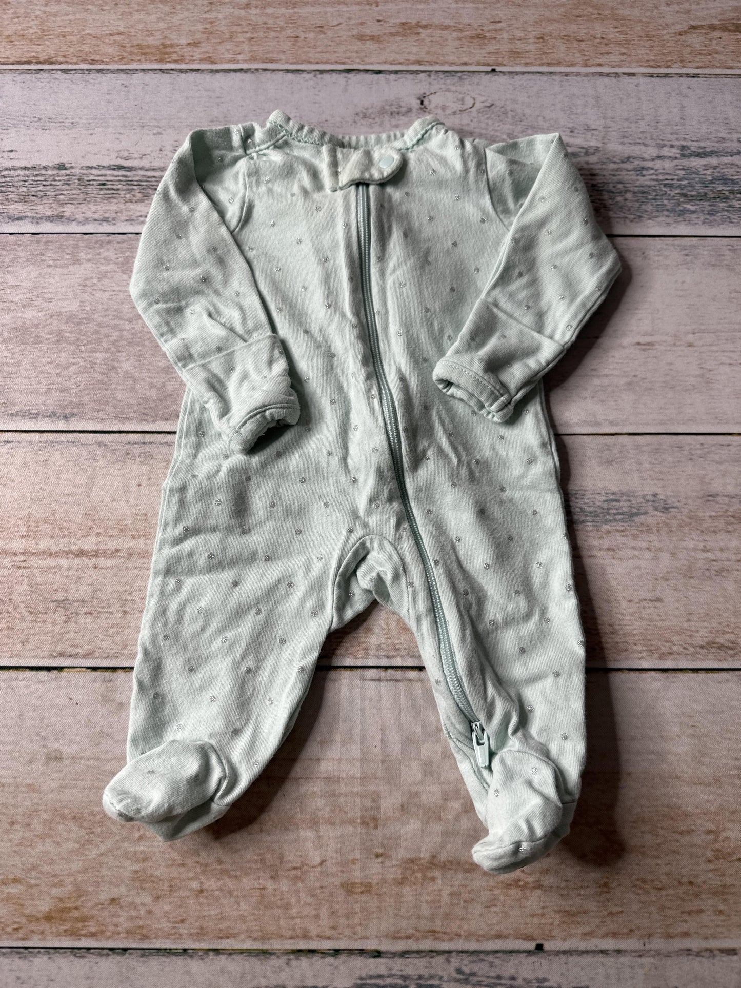 Carters Girls Teal | Silver | polka dot Pajamas Size: Newborn Teal | Silver | polka dot
