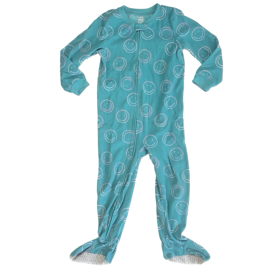 Carter's Boys Teal Smiley Faces 1-piece footed Pajamas Size: 5T Teal Smiley Faces