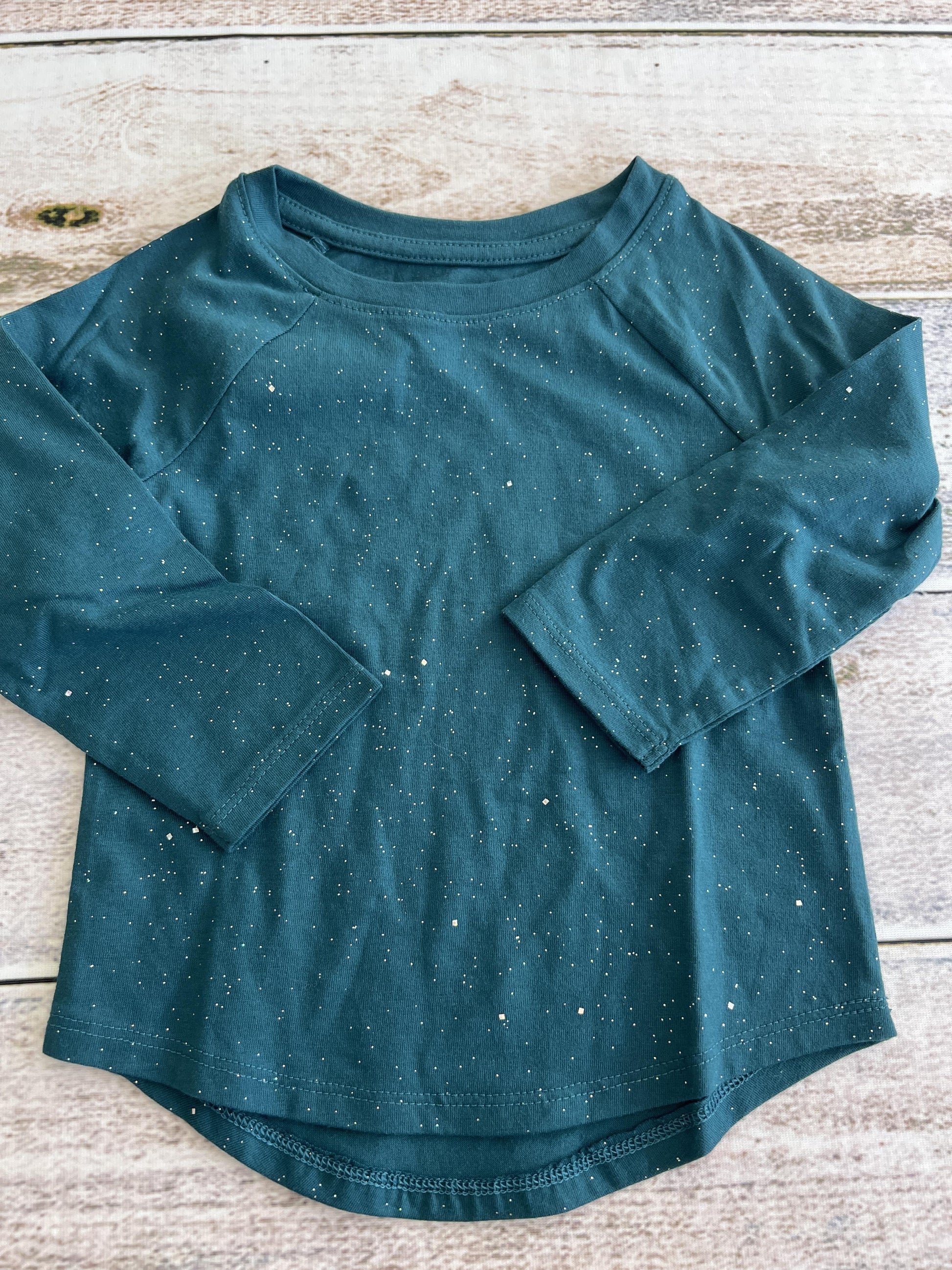 Cat & Jack Girls Teal | Sparkle Long Sleeve Shirt Size: 18 months Teal | Sparkle
