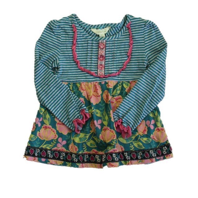 Matilda Jane Girls Teal Stripe | Floral Long Sleeve Shirt Size: 2T Teal Stripe | Floral