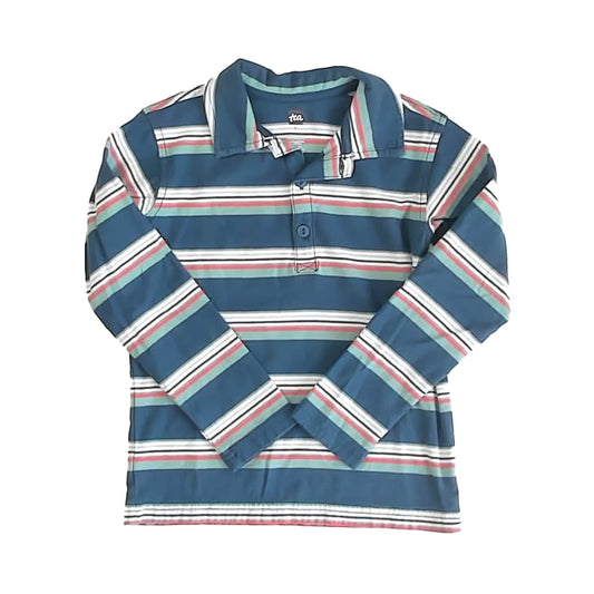 Tea Collection Boys Teal Stripe Rugby Shirt Size: 5T Teal Stripe