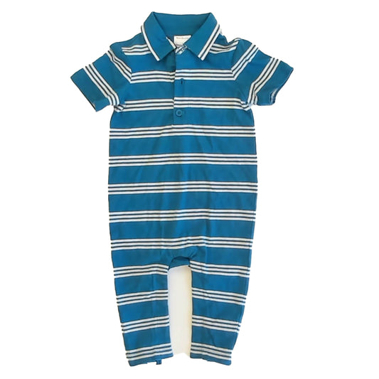 Hanna Andersson Boys Teal Stripe Long Sleeve Outfit Size: 6-12 Months Teal Stripe