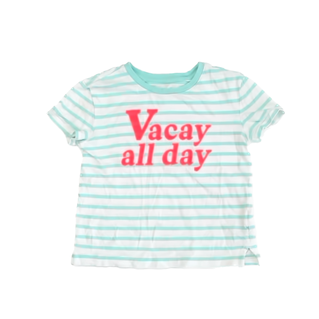 Gap Girls Teal | White Stripes | Graphic T-Shirt Size: M Teal | White Stripes | Graphic