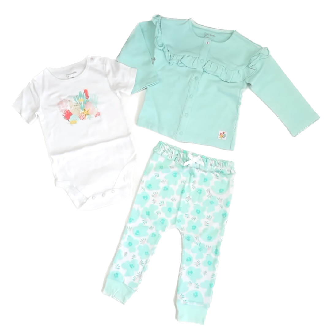 Mac & Moon Girls Teal | White Apparel Sets Size: 24 Months Teal | White