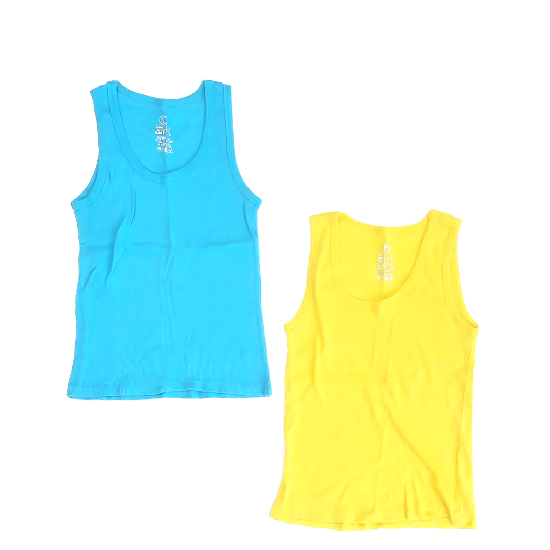 Unknown Girls Teal | Yellow Tank Top Size: M Teal | Yellow