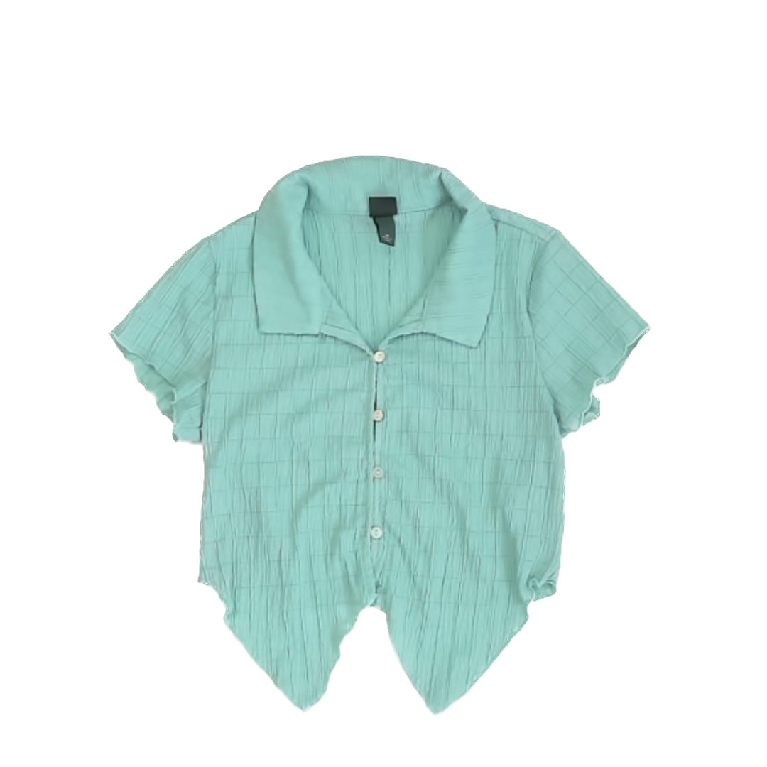 Wild Fable Girls Teal Button Down Short Sleeve Size: XS Teal
