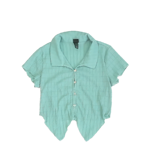 Wild Fable Girls Teal Button Down Short Sleeve Size: XS Teal