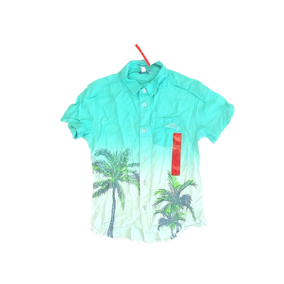 Tommy Bahama Boys Teal Button Down Short Sleeve Size: 6 Years Teal