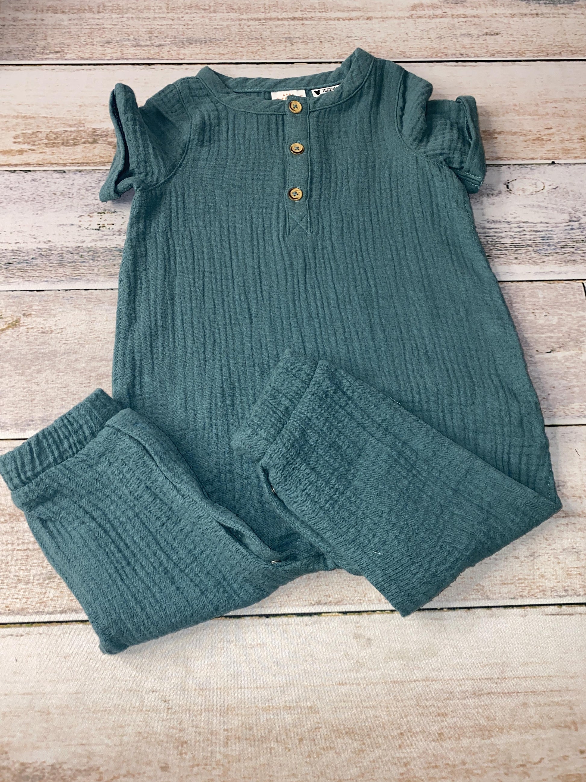Cat & Jack Unisex Teal Romper Size: 12 months Teal