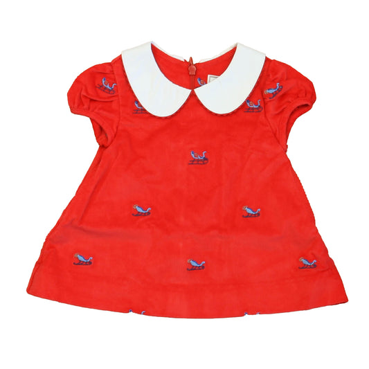Classic Prep Girls Tomato with Sleighs Dress Size: 6-9 Months Tomato with Sleighs
